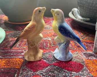 Vintage Royal Copley Bird Figurines / 2 Piece Ceramic Midcentury Songbirds / Backyard Bird Collectibles Set