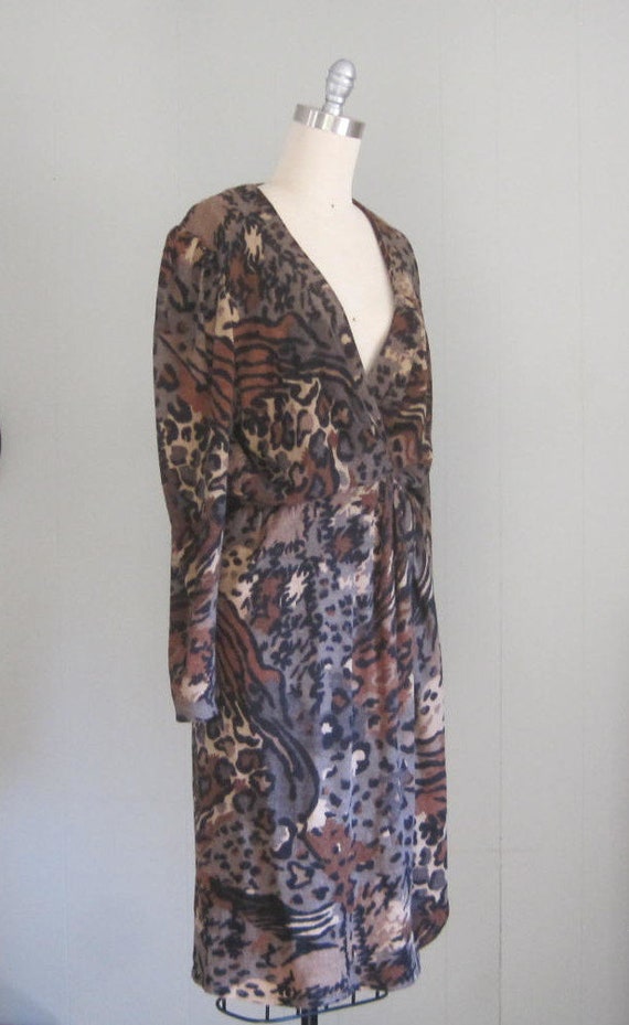 Vintage Leopard Print Sweater Dress '80s '90s Fra… - image 3