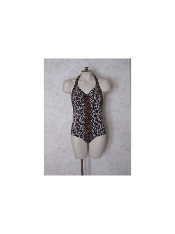 Vintage Leopard Print Bathing Suit / 1960s 1970s