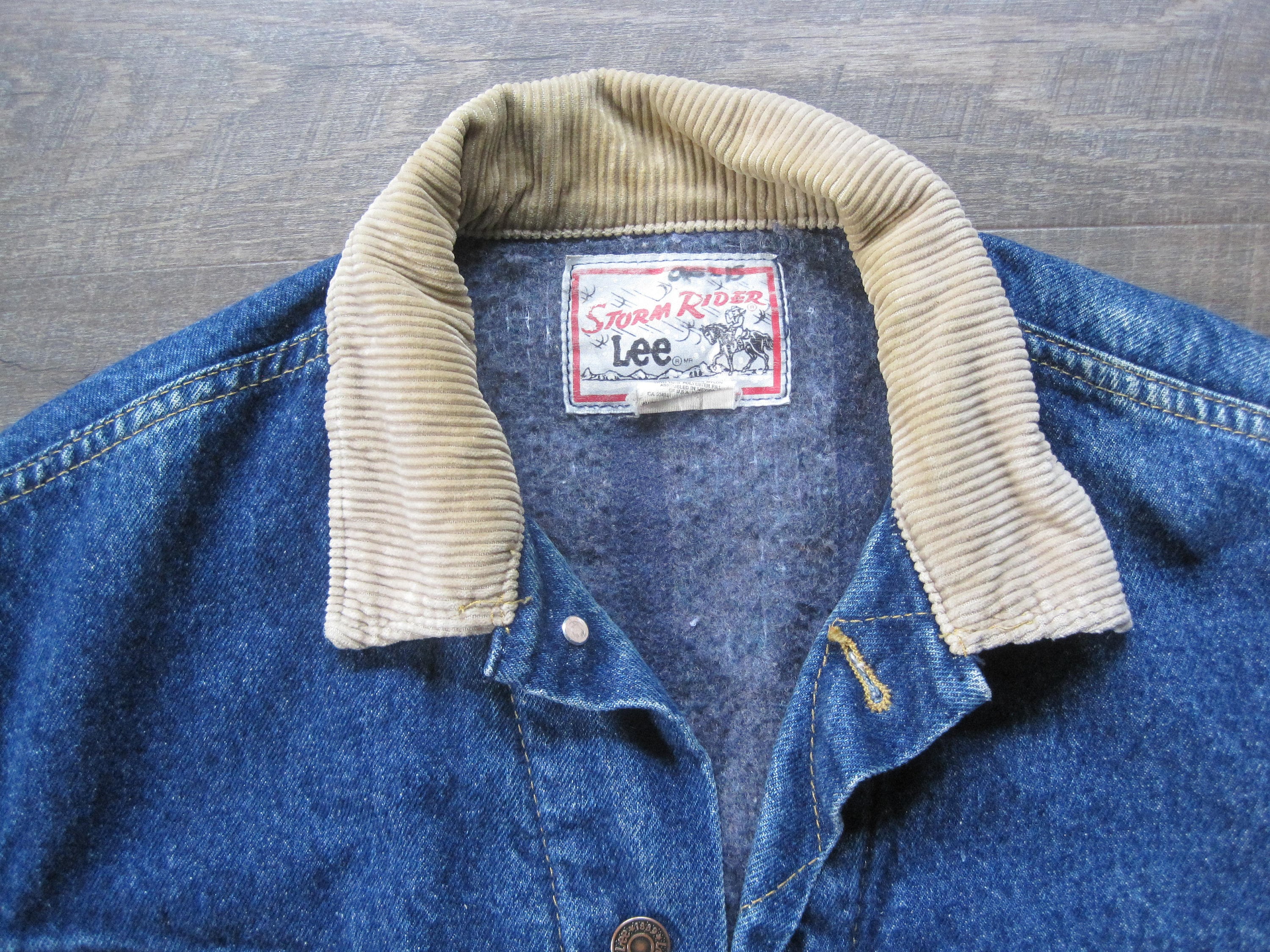 Vintage Lee Storm Rider Denim Jacket: Blanket Lined, Corduroy