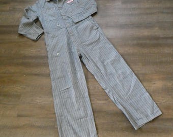 〜70s KEY Vintage Hickory Stripe Overalls Vintage Key Imperial Hickory Stripe Denim Bib Overalls 36 X