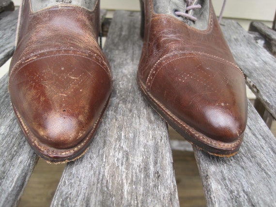 Antique Victorian Two-tone Lace-up Boots / Vintag… - image 4