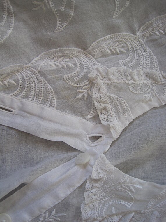 Vintage White Cotton Victorian Style Blouse / 40s… - image 8