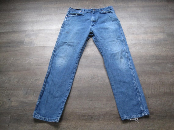 Vintage Distressed Denim Jeans / Straight Leg Hig… - image 1