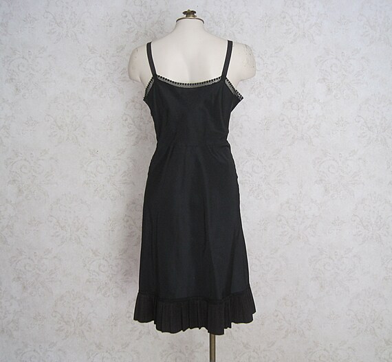 1950s Barbizon Full Black Slip Dress With Razor P… - image 4