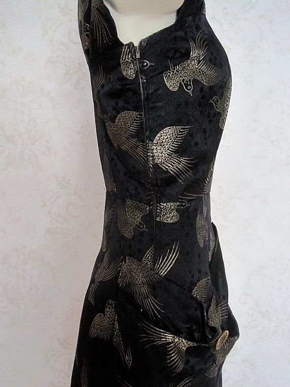 1950s Vintage Cocktail Dress / Black and Gold Bro… - image 7