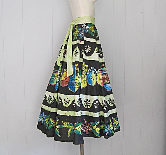 1950s Vintage Circle Skirt / Hand Painted Sequine… - image 5