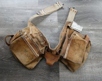 Vintage Brookstone Suede Leather Tote Bag / Large Distressed