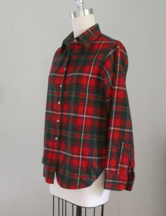 Vintage Woolrich Plaid Wool Shirt: 1970s Red Tart… - image 3