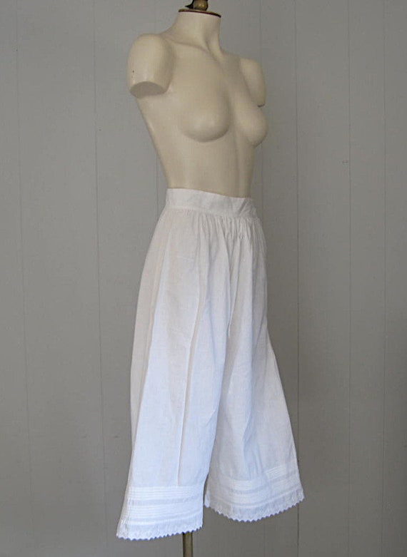 Antique Pantaloons / Edwardian White Cotton Bloom… - image 4