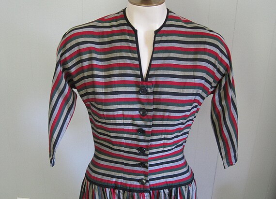 Vintage 50s Striped Pat Hartly Dress / Fitted Bod… - image 4