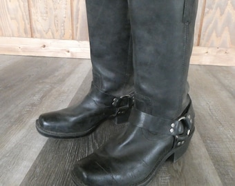 Vintage 90s Frye Side Zip Harness Boots Engineer Boots Ankle