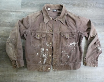 Vintage 70s Lee Moleskin Trucker Jacket Pastel Yellow Made