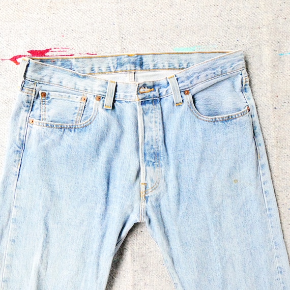 Vintage 90s Levi's 501 Jeans: Light Wash Distressed Denim (36x32