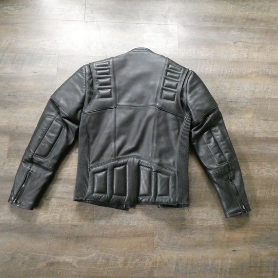 Black Leather Motorcycle Jacket / Vintage Fieldsh… - image 2