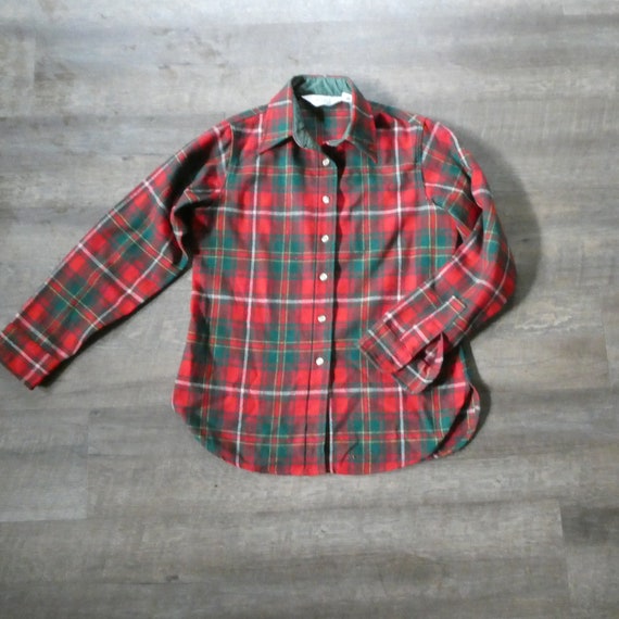 Vintage Woolrich Plaid Wool Shirt: 1970s Red Tart… - image 7