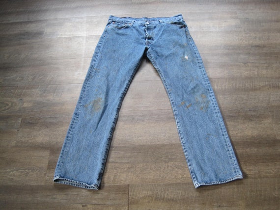 Vintage Levi Button Fly Jeans / Levi's 501 Distre… - image 1