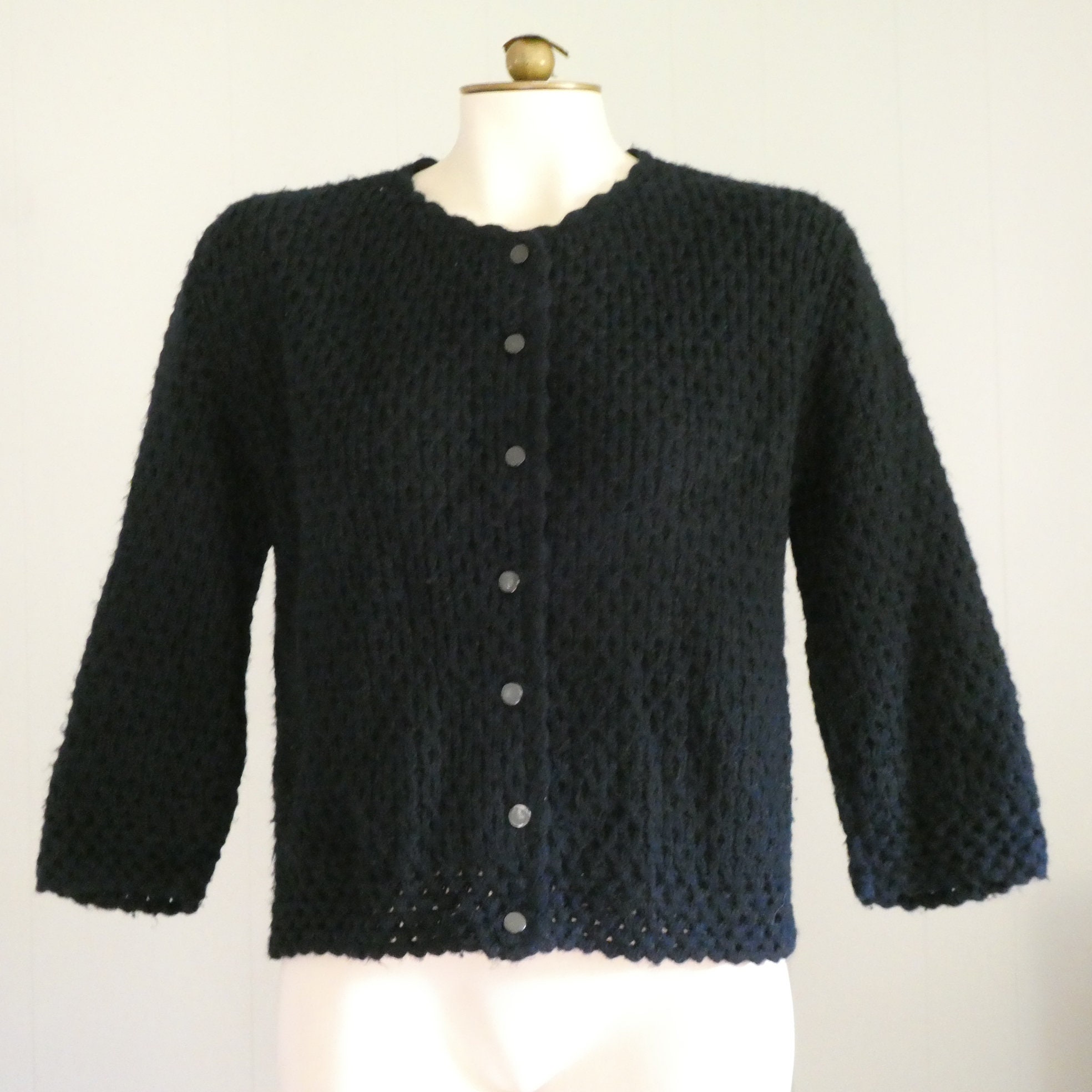 Vintage 50s Black Cardigan - Etsy