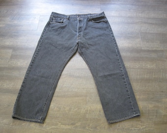 Vintage Levi's 501 Jeans: Black Distressed Denim, Button Fly42 x 30 Tag (40x28)