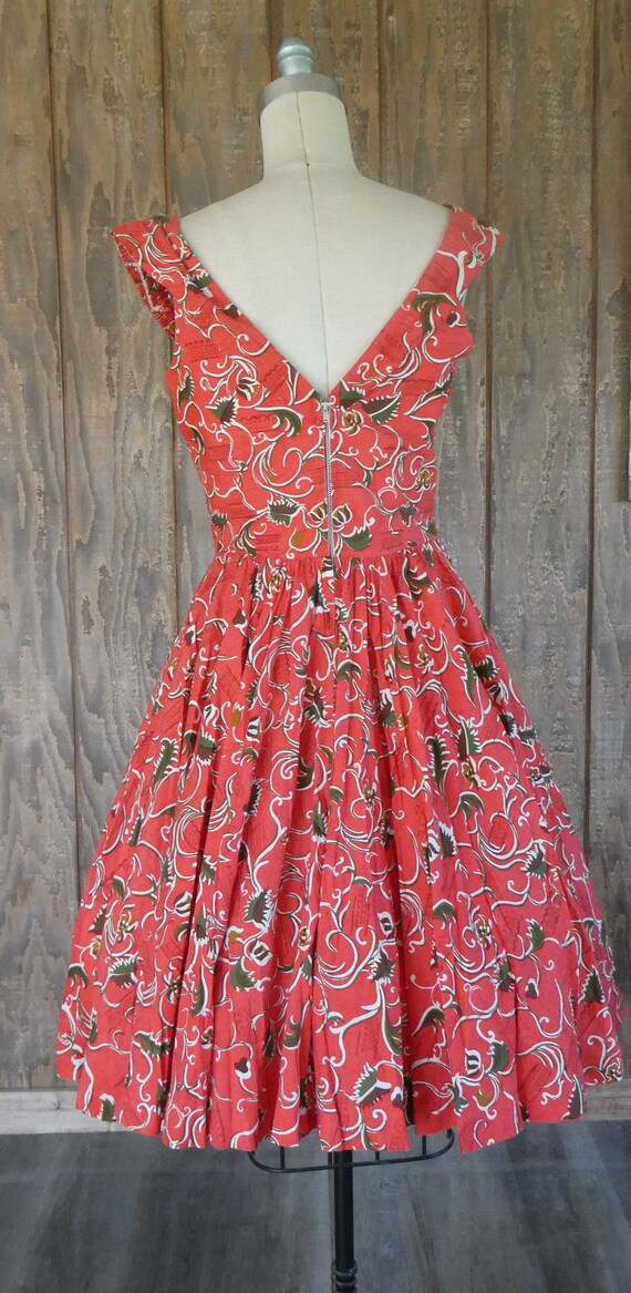 1950s Vintage Kahala Hawaiian Dress Bombshell Fit & Flare