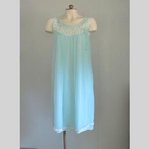 Vintage 1960s Sheer Babydoll Nightie / Lisette Baby Blue With White Lace See Through Overlay 2-layer Nylon Chiffon Negligee Nightgown