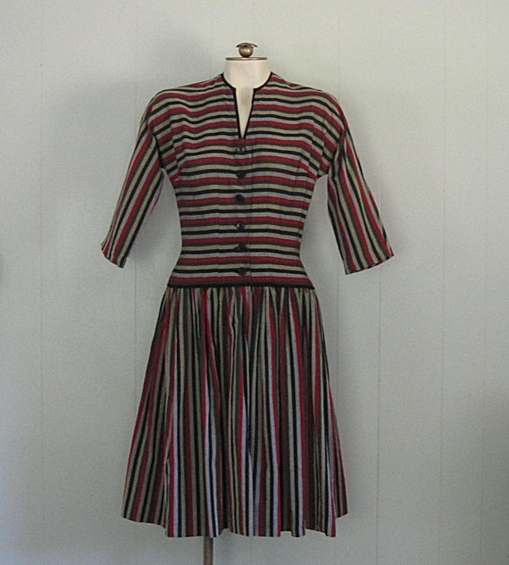 Vintage 50s Striped Pat Hartly Dress / Fitted Bod… - image 10