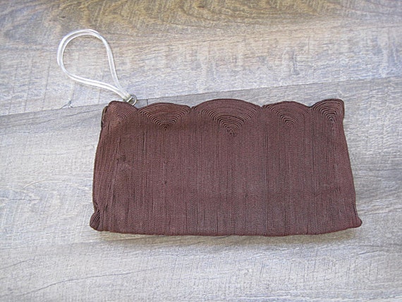 Vintage Corde Purse / Brown Clutch With Clear Luc… - image 1