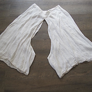 Antique Edwardian Cotton Bloomers: Embroidered Lace Pantaloons Sz M/L