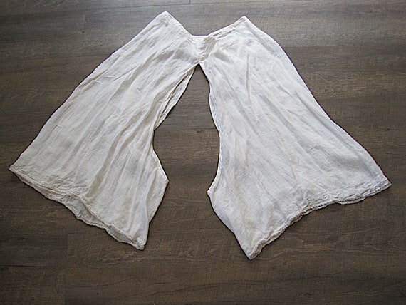 Antique Edwardian Split Leg Bloomers / White Cott… - image 1