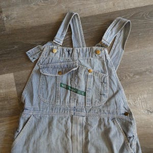 Vintage Key Imperial Hickory Stripe Denim Bib Overalls 36 X 30 Tag