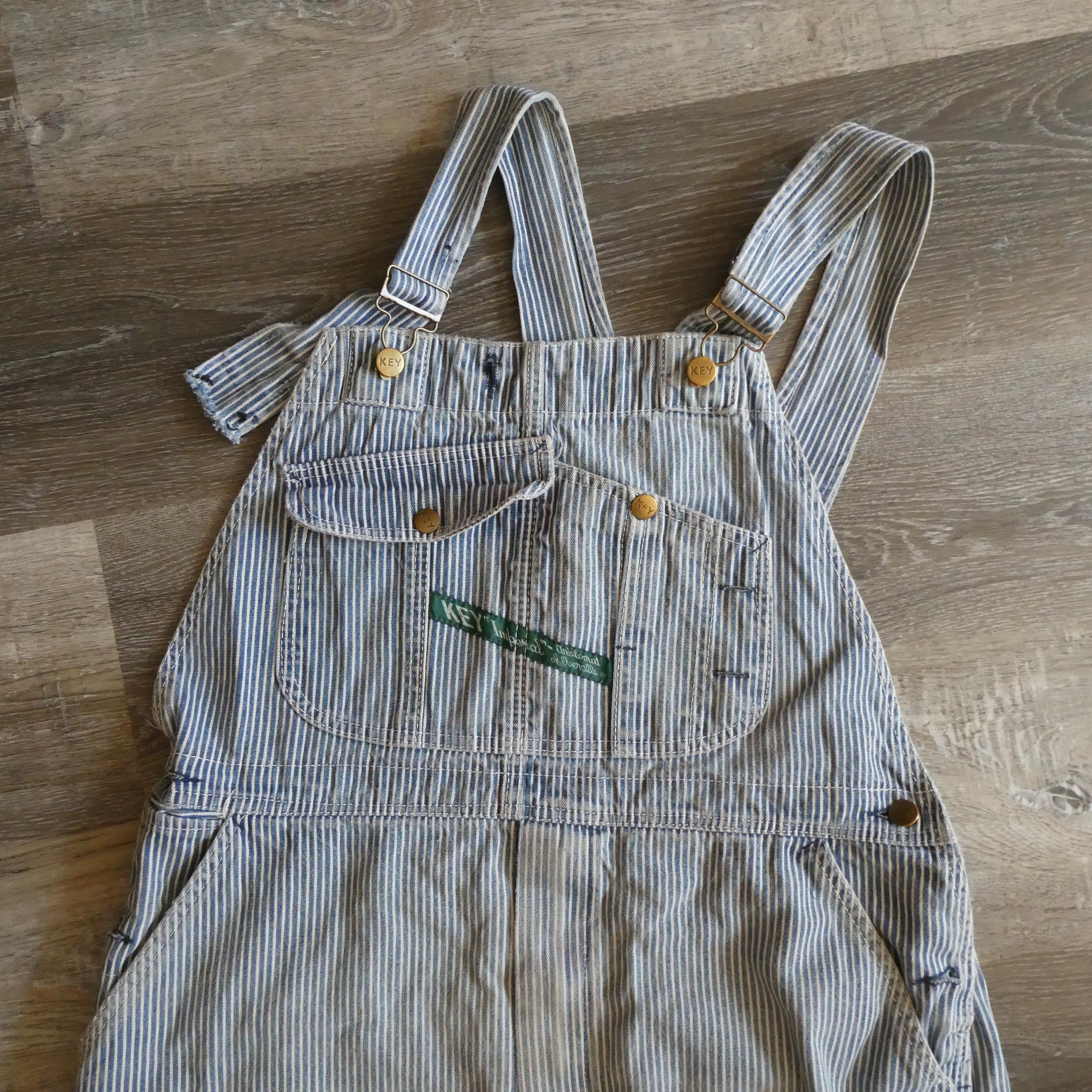 〜70s KEY Vintage Hickory Stripe Overalls Vintage Key Imperial Hickory Stripe Denim Bib Overalls 36 X