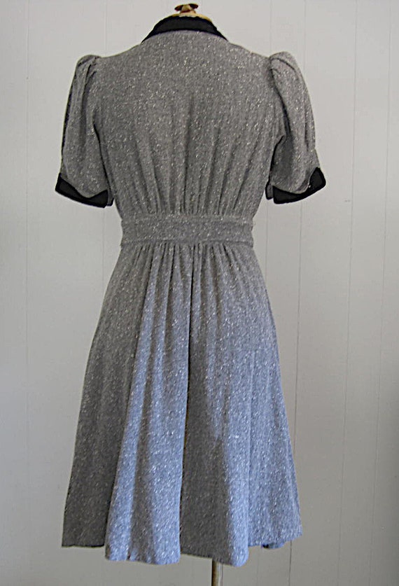 Vintage 1930s Wool Dress / 30s 40s Puff Sleeve Ha… - image 5