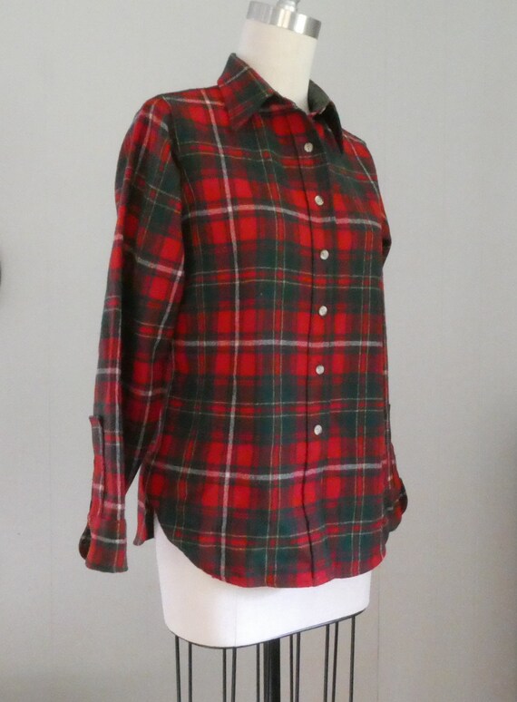 Vintage Woolrich Woman Red and Green Plaid Wool S… - image 5