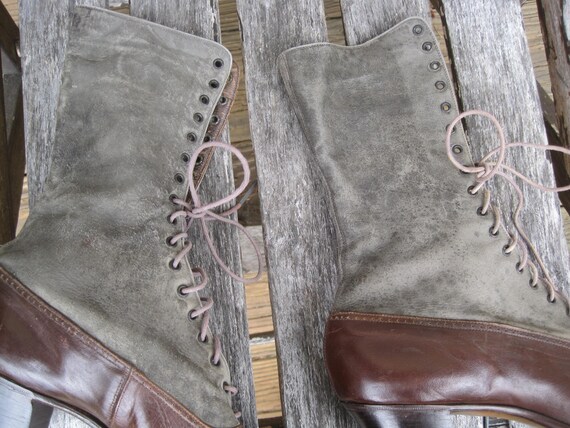 Antique Victorian Two-tone Lace-up Boots / Vintag… - image 8