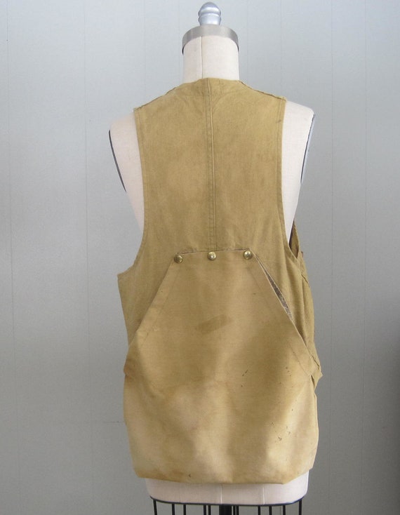 1950s Vintage Khaki Duck Canvas Hunting Vest / 50… - image 3