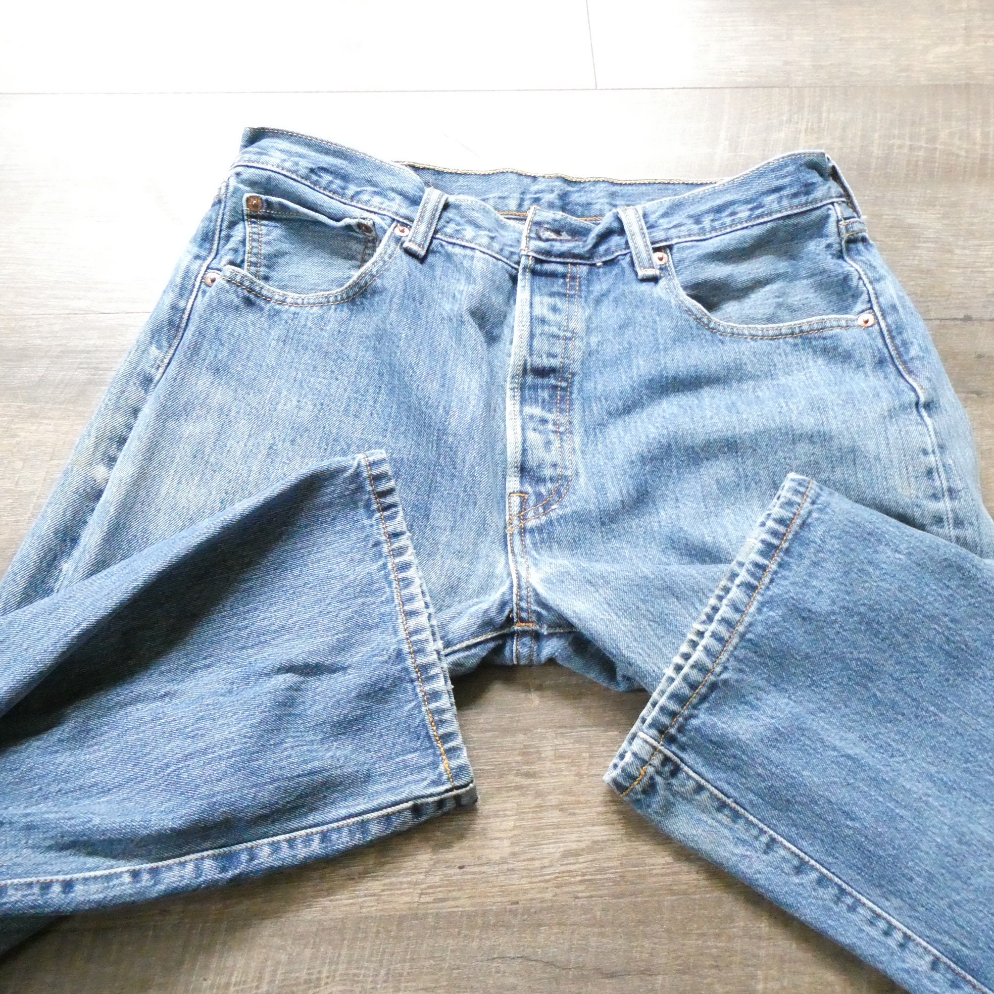 Vintage Levi's 501 Jeans: '90s Distressed Denim, Button Fly 34 X