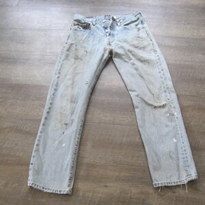 Vintage Levi&#39;s 501 Jeans: Distressed Light Wash Denim, Button Fly (29x30)