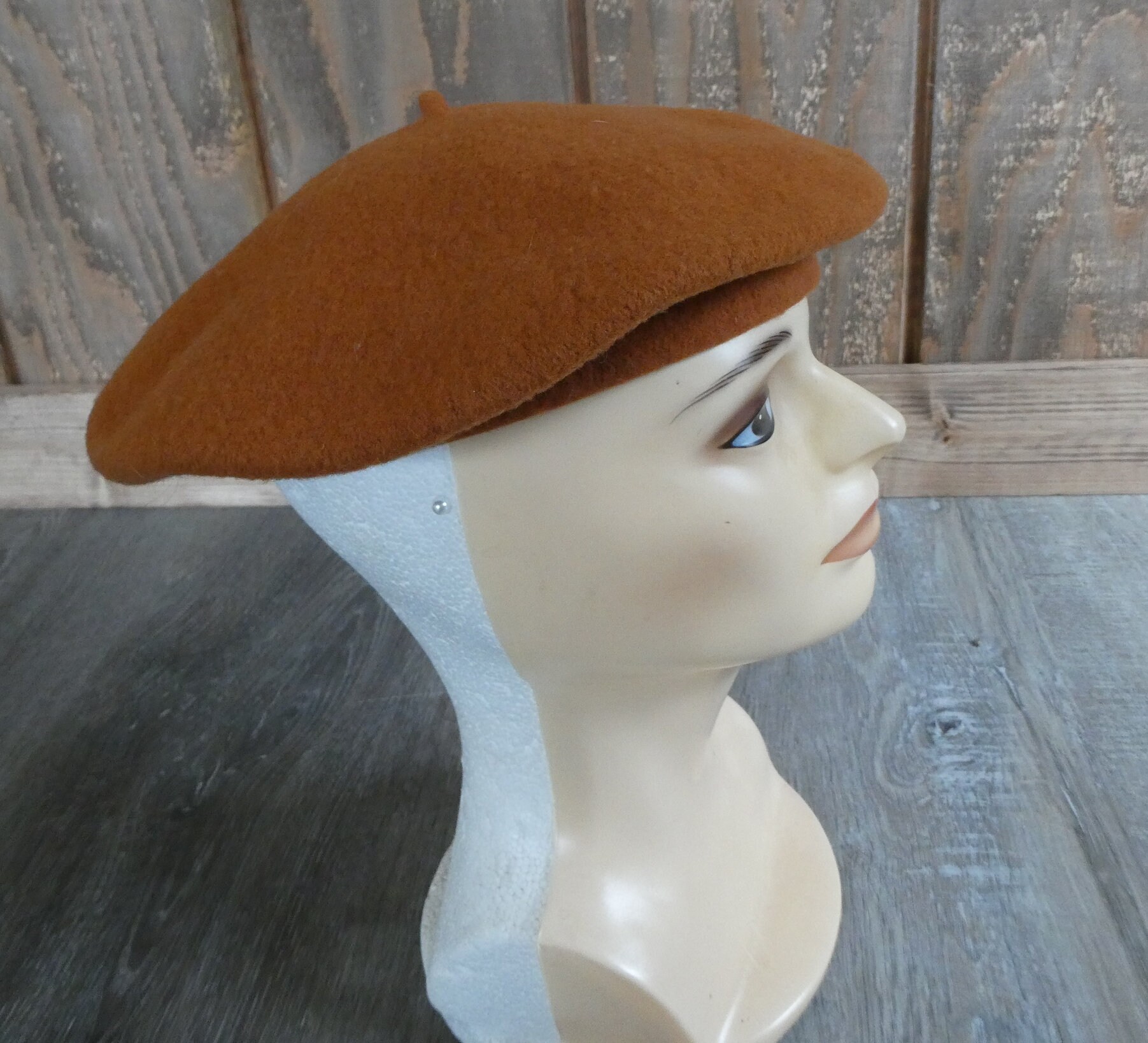 Vintage Beret Basque 100% Wool Hat / Burnt Orange 1950s 1960s French ...