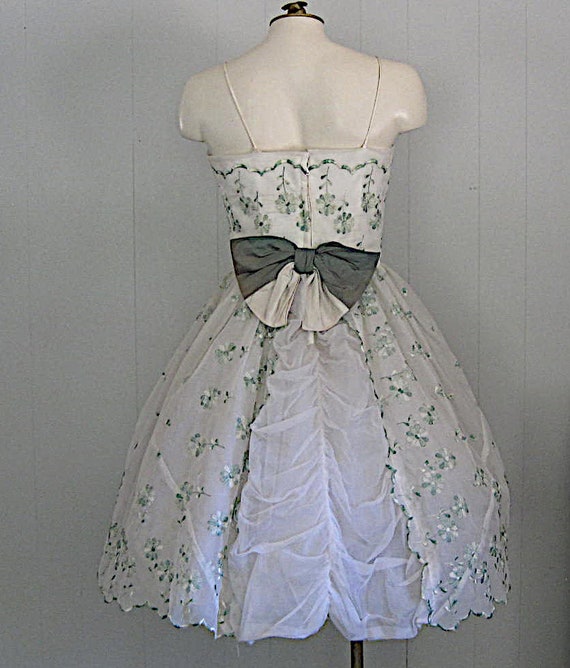 Vintage Fit / Flare Floral Chiffon Party Dress / … - image 3