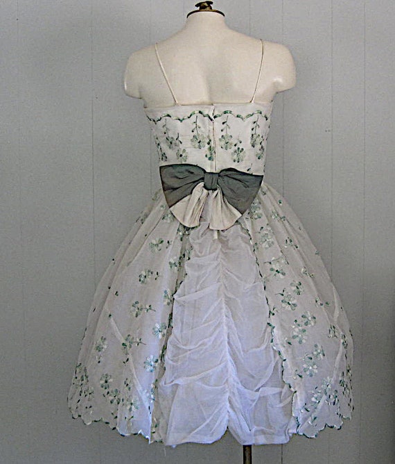 50s Ribbon Tie Floral Print Flare Dress