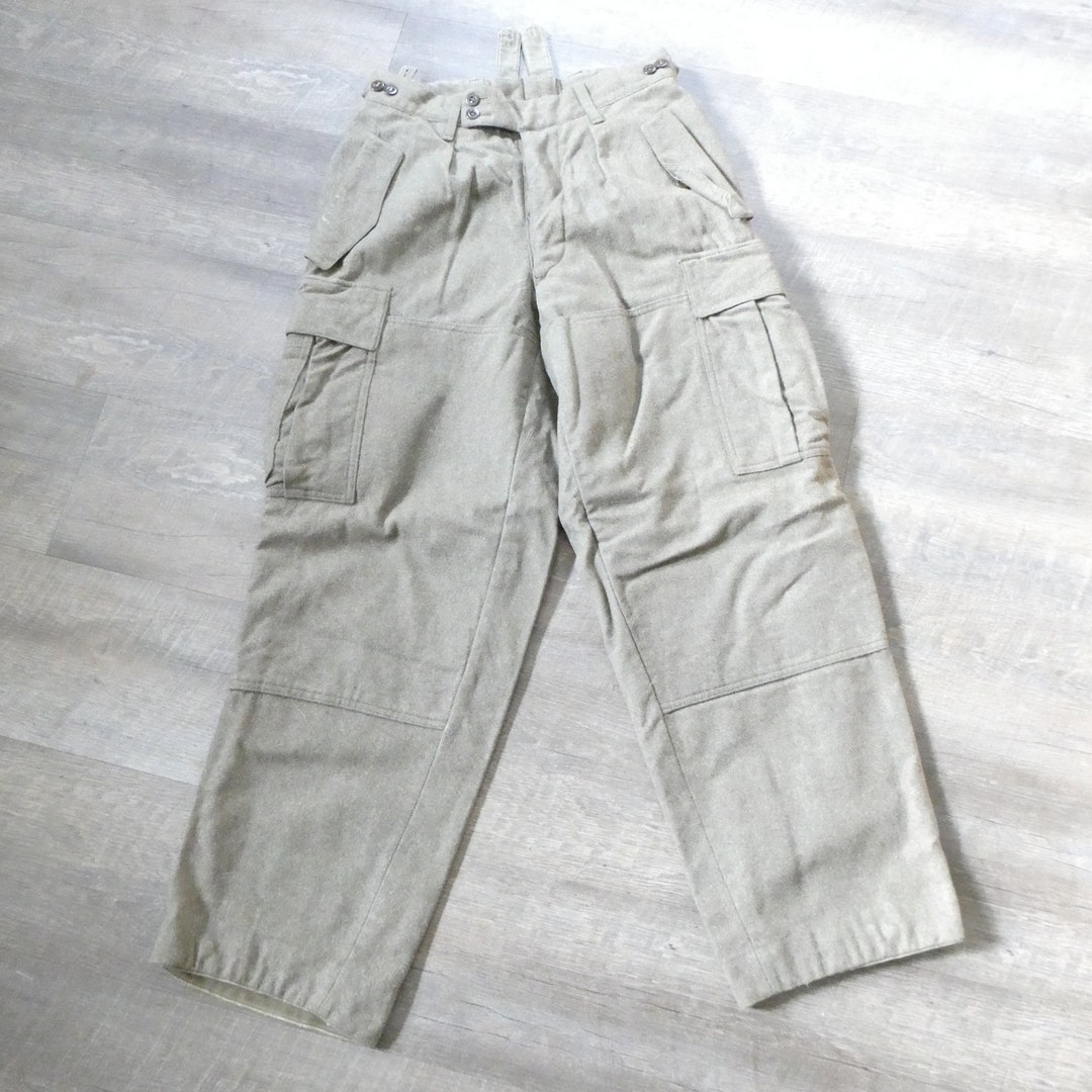 Vintage German Military Cargo Pants Wool Army Uniform Trousers Small 28 ...