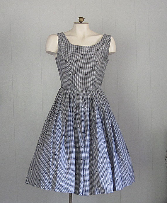 1950s Vintage Cotton Gingham Fit & Flare Summer S… - image 6