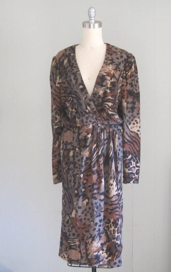 Vintage Leopard Print Sweater Dress '80s '90s Fra… - image 5