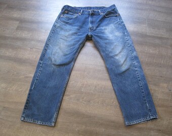 Levi's 505 Vintage Single Stitch Jeans / Faded Feathered Levi 38 x 30 Loose Relaxed Fit Jeans Natural Wear Holes '90s Levis