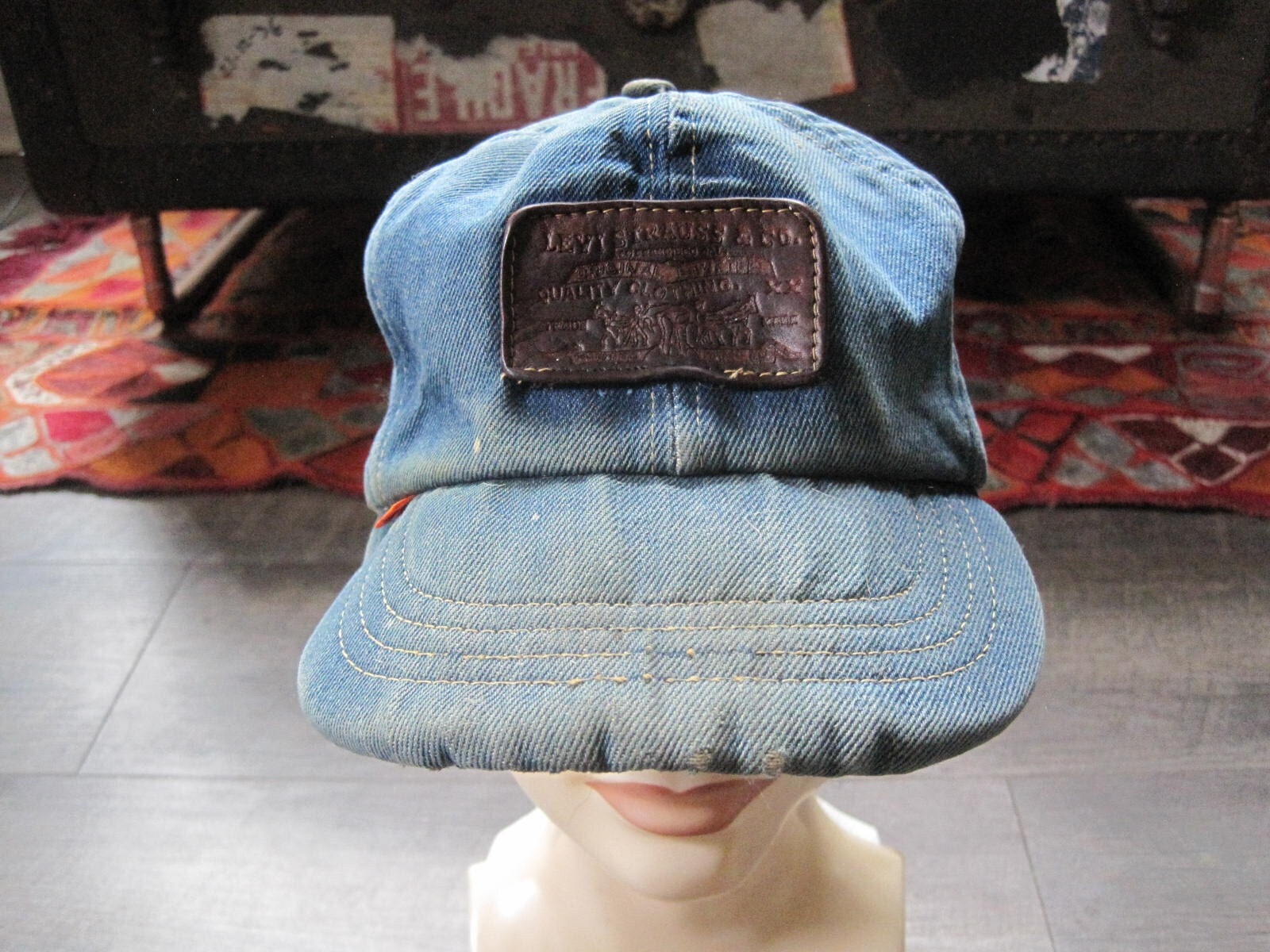 Vintage Levi's Denim Hat / 1970s Levis Orange Tab Leather - Etsy