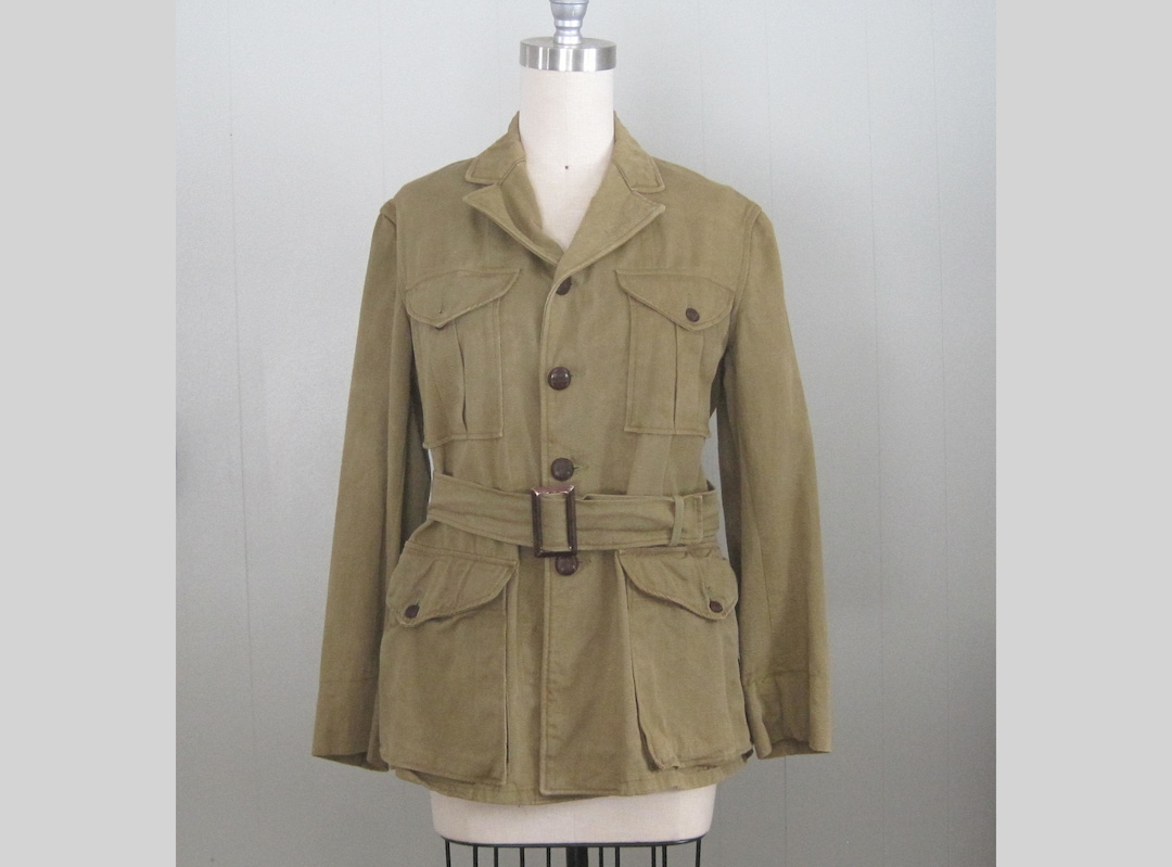 Vintage Boy Scout Jacket / 1920s 1930s Attached Buckle Belt BSA Coat