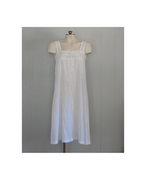 White Cotton & Crochet Lace Edwardian Slip Dress /