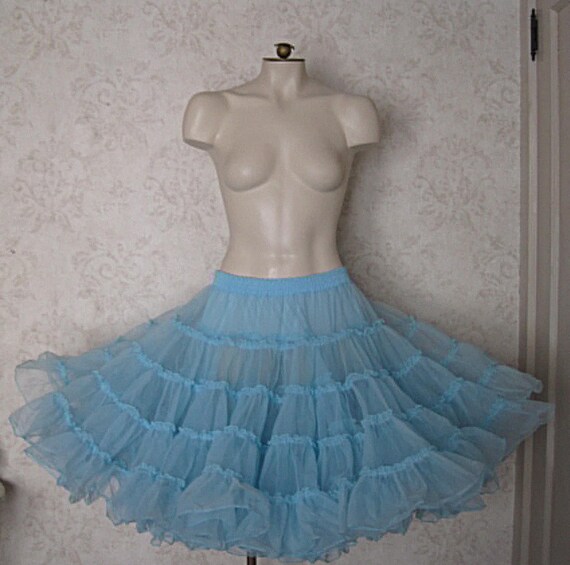 Full Vintage Crinoline / Light Blue Petticoat With