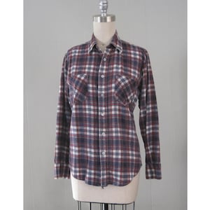 1980s Vintage Plaid Flannel Shirt: Style Wise 100% Cotton, Size Small
