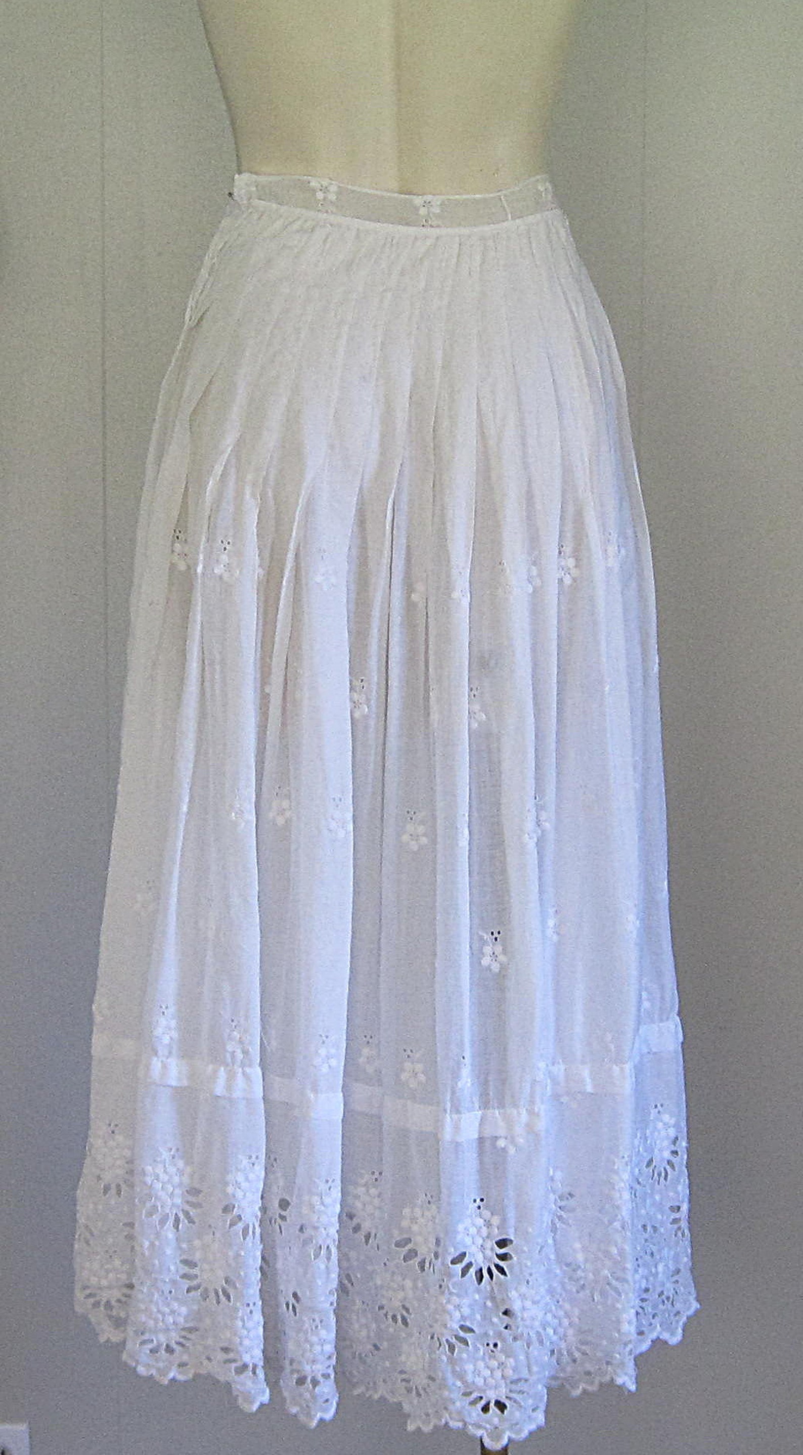 Antique White Cotton Eyelet Victorian Half Slip / Vintage Etsy